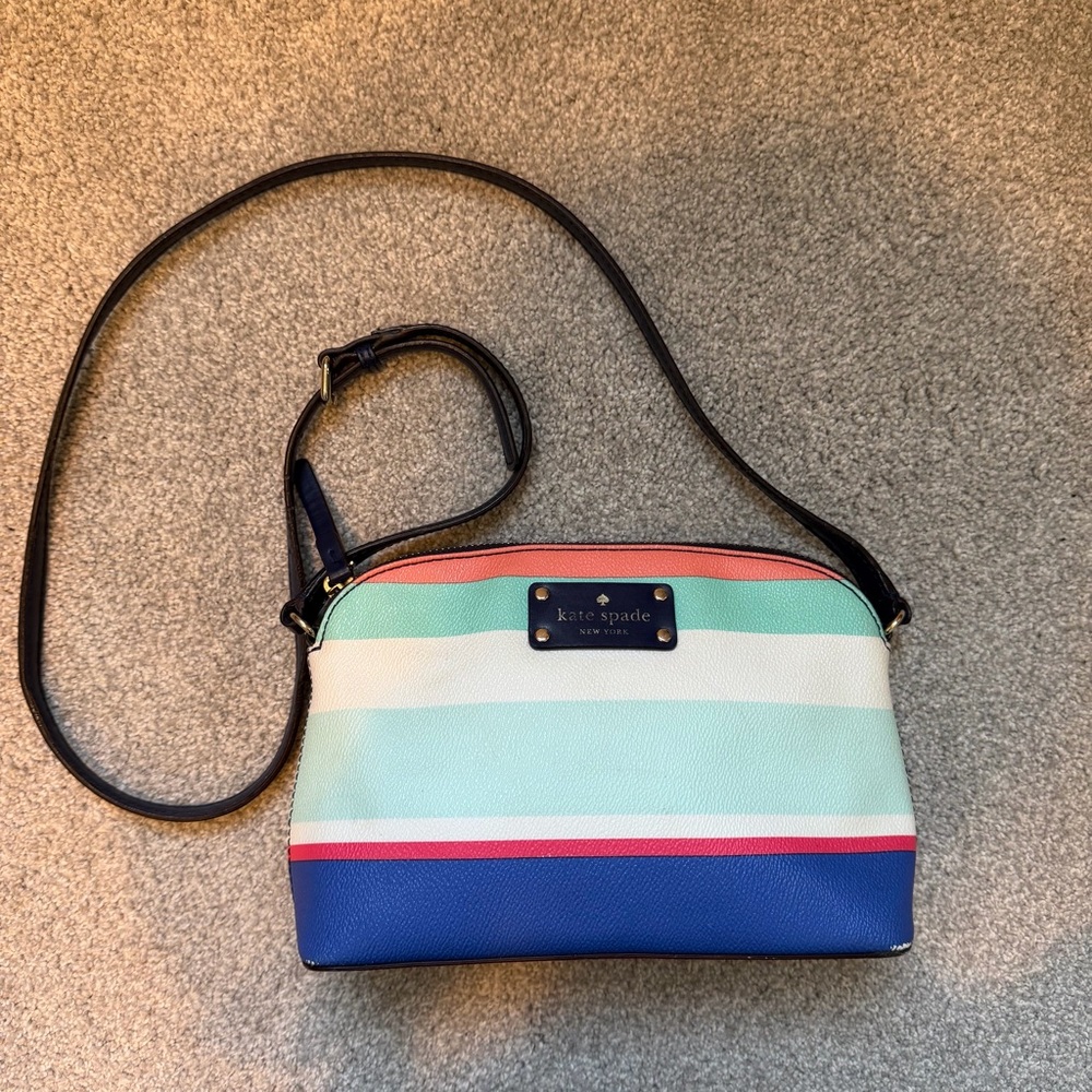 Kate Spade Striped Blue and Green Crossbody Bag